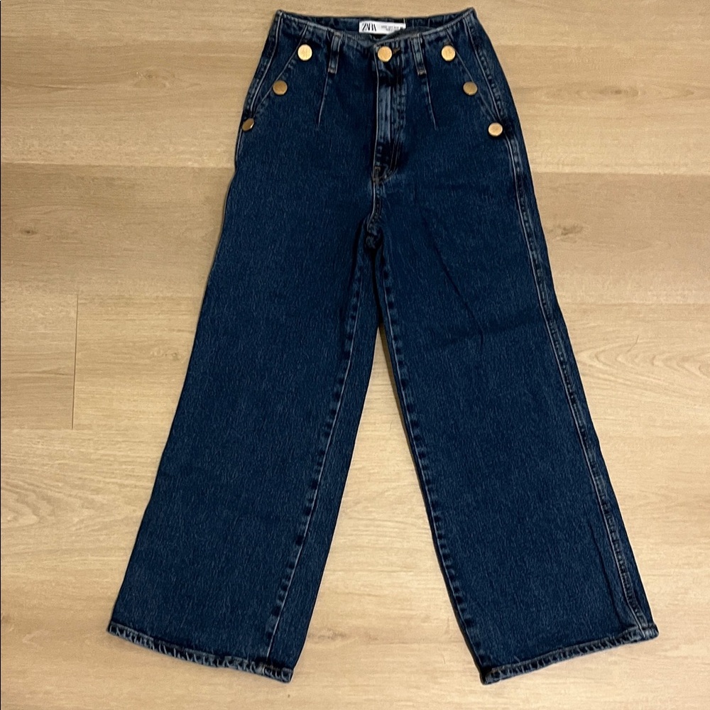 Zara Marine Jeans With Buttons
